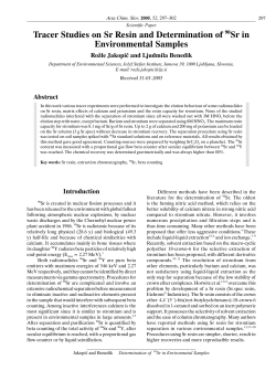 Tracer Studies on Sr Resin and Determination of 90Sr in