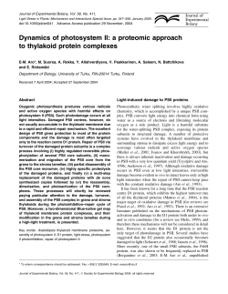 Dynamics of photosystem II: a proteomic approach to thylakoid