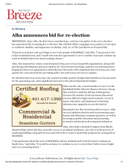 Alba Announces Bid for Re-election _ The Valley Breeze