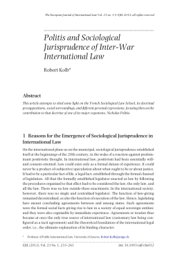 Politis and Sociological Jurisprudence of Inter