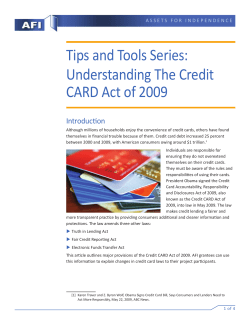 tips and tools series: Understanding the credit cArd Act of 2009