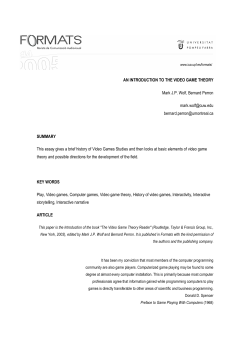 AN INTRODUCTION TO THE VIDEO GAME THEORY Mark