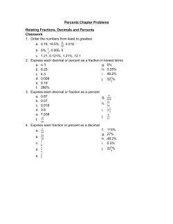 Percents Chapter Problems Relating Fractions, Decimals and