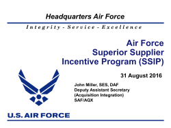 Air Force Superior Supplier Incentive Program (SSIP)