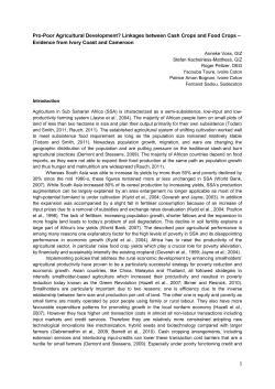 Linkages between Cash Crops and Food Crops