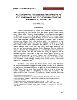 alaska natives: possessing inherent rights to self