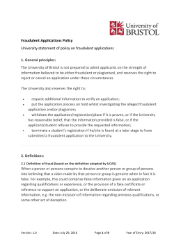 Fraudulent applications policy
