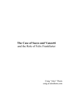 The Case of Sacco and Vanzetti and the Role of Felix Frankfurter
