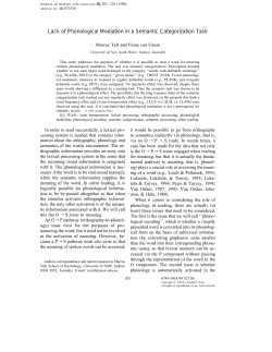 Lack of Phonological Mediation in a Semantic