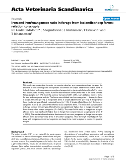 Iron and iron/manganese ratio in forage from Icelandic sheep farms