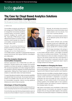 The Case for Cloud Based Analytics Solutions at Commodities