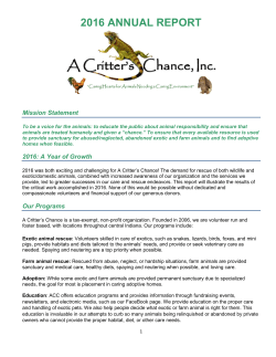 2016 annual report - A Critters Chance, Inc.