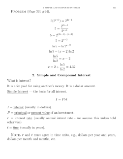 Problem (Page 391 #34). 5(2 5 = ln 5 = ln 2x&minus;2 ln5=(x &minus; 2) ln