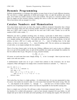 Dynamic Programming Catalan Numbers and Memoization