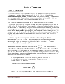 Order of Operations - Keene State College
