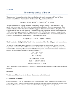 Thermodynamics of Borax - Theochem @ Mercer University
