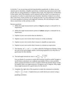 In Activity 7, we are proving and deriving identities graphically. In