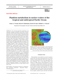 Plankton metabolism in surface waters of the tropical and