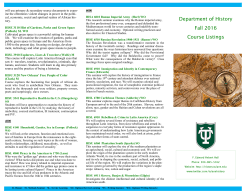 Fall 2016 History Department Course Brochure