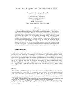 Idioms and Support Verb Constructions in HPSG 1