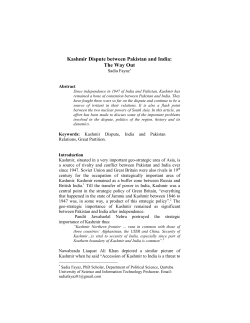 Kashmir Dispute between Pakistan and India