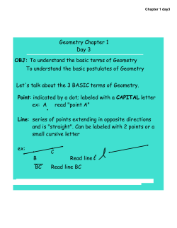 Geometry Chapter 1 Day 3 OBJ: To understand the basic terms of