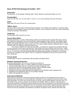 Sylabus for Geos 325 Field Geology