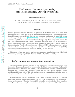 Deformed Lorentz Symmetry and High