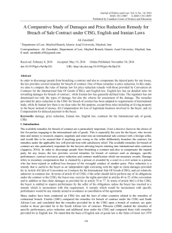 A Comparative Study of Damages and Price Reduction Remedy for