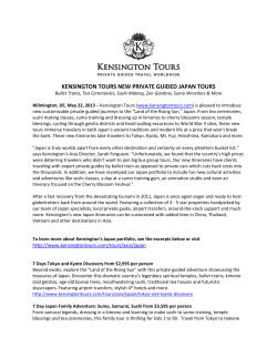 KENSINGTON TOURS NEW PRIVATE GUIDED JAPAN TOURS