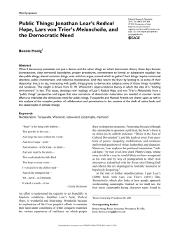 Public Things: Jonathan Lear`s Radical Hope, Lars von