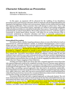 Character Education as Prevention