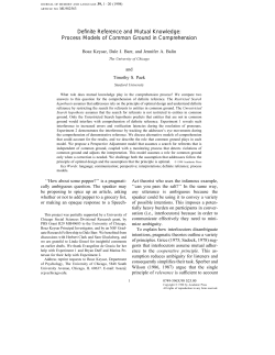 Definite Reference and Mutual Knowledge: Process Models of