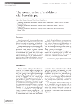 The reconstruction of oral defects with buccal fat pad