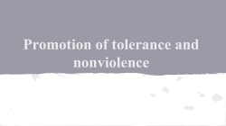 Promotion of tolerance and nonviolence