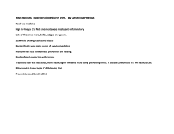 First Nations Traditional Medicine Diet. By Georgina Hnatiuk