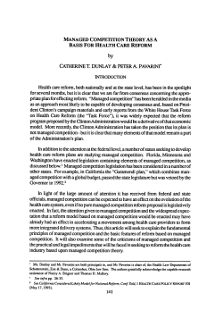 Managed Competition Theory as a Basis for Health Care Reform