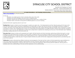 Reading Standards - The Syracuse City School District