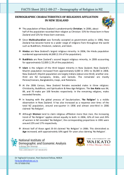 FACTS Sheet 2012-08-27 &ndash; Demography of Religion in NZ