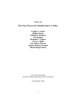 The Peace Process in Colombia and US Policy