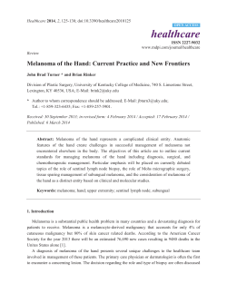 Melanoma of the Hand: Current Practice and New Frontiers