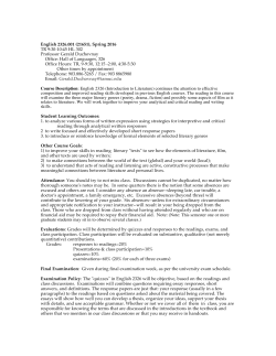 English 2326.001 (21651), Spring 2016 TR 9:30