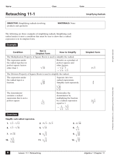 Simplifying Radicals
