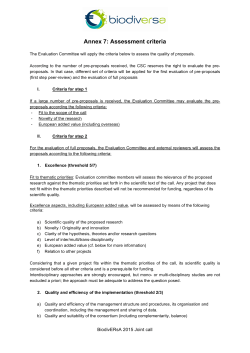 Annex 7: Assessment criteria