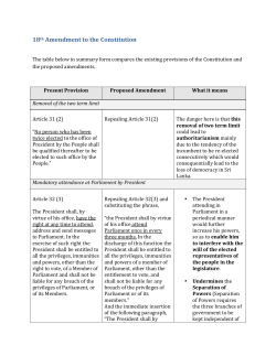 18th Amendment Table