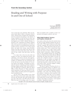 Reading and Writing with Purpose: In and Out of