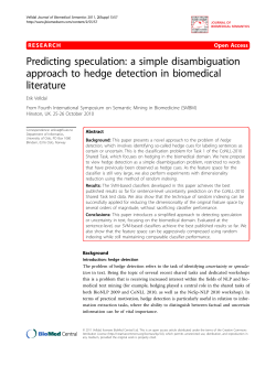 Predicting speculation: a simple disambiguation approach to hedge