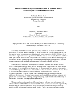 Effective Gender-Responsive Interventions in Juvenile Justice
