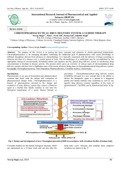 CHRONOPHARMACEUTICAL DRUG DELIVERY SYSTEM