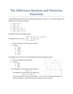 The Difference Quotient and Piecewise Functions